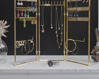 Jewellery Display for Rings Earrings Necklace Sooair Jewellery Box Grey Jewellery Storage System Jewellery Storage Jewellery Box