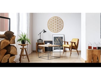 GOLDEN FLOWER of LIFE, Sacred Geometry Wall Art; Metal Wall Decor, Home decor, Laser cut Metal art