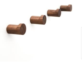 SMALL Wooden 1 or Set of 2 or 5, Wood Coat Racks, Wall Hanging Hook, Hanger Decoration, Storage Holders, Towel Hook for kitchen restrooms.