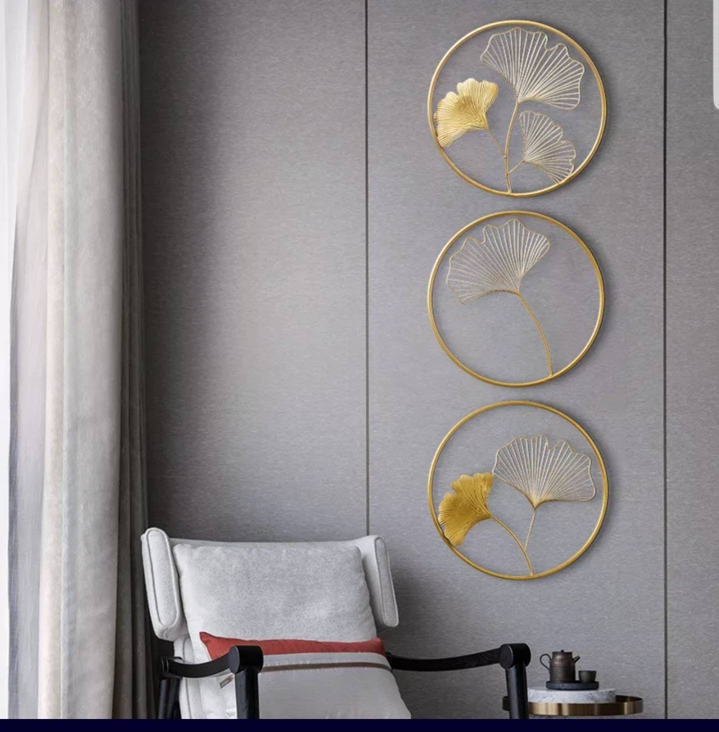 Golden Metal Wall Decor Wrought Iron Bedroom Living Room - Etsy