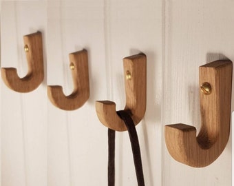 SMALL Wooden 1 or Set of 2 or 5, Wood Coat Racks, Wall Hanging Hook, Hanger Decoration, Storage Holders, J Hook