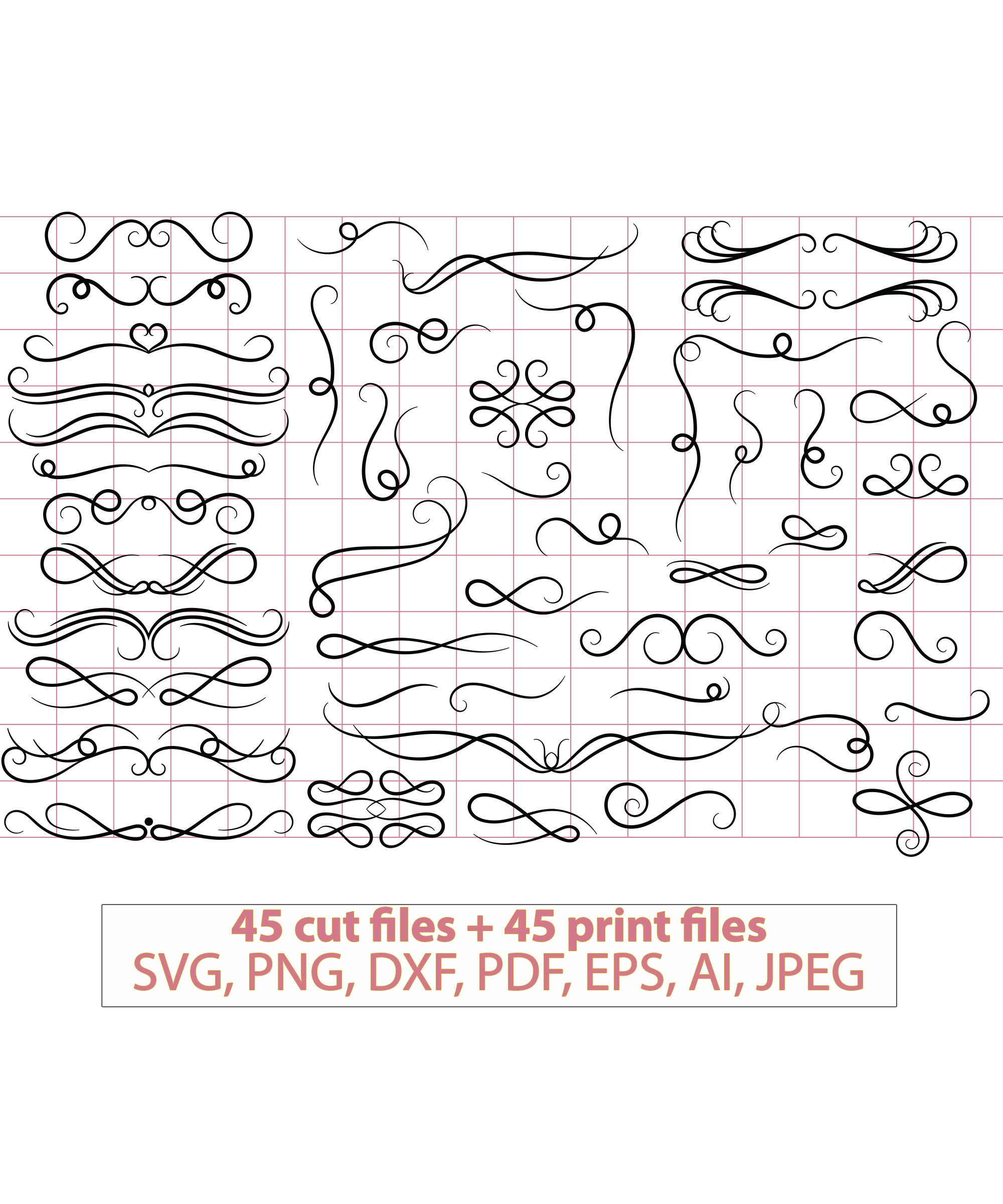 Download Swirl Divider Ornaments Svg Swirls And Flourish Vintage Etsy