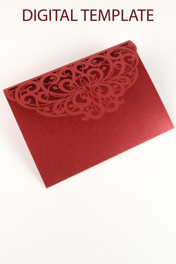 SVG Wedding Birthday Bridal Shower Tri fold Wedding Invitation Envelopes #vc-250 