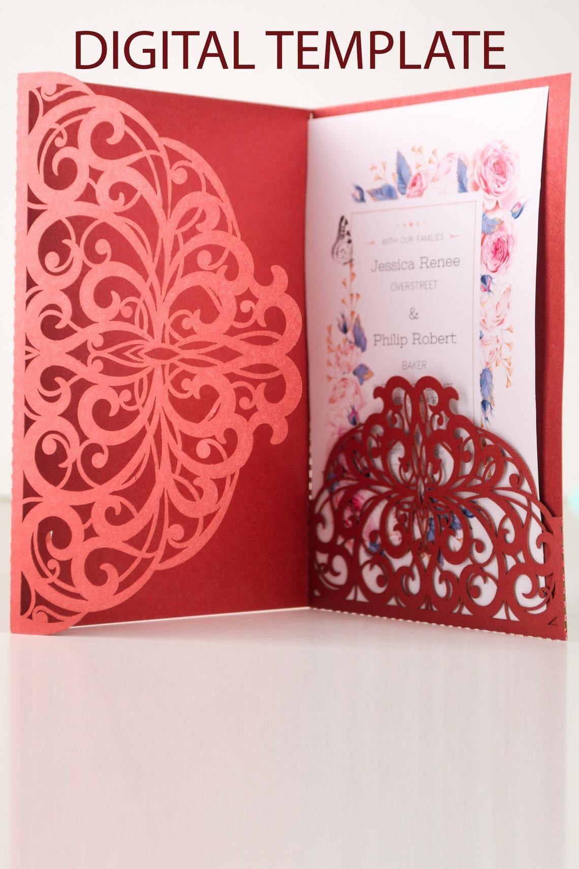 Wedding Invitation Envelope SVG Tri Fold Template 5x7 Etsy