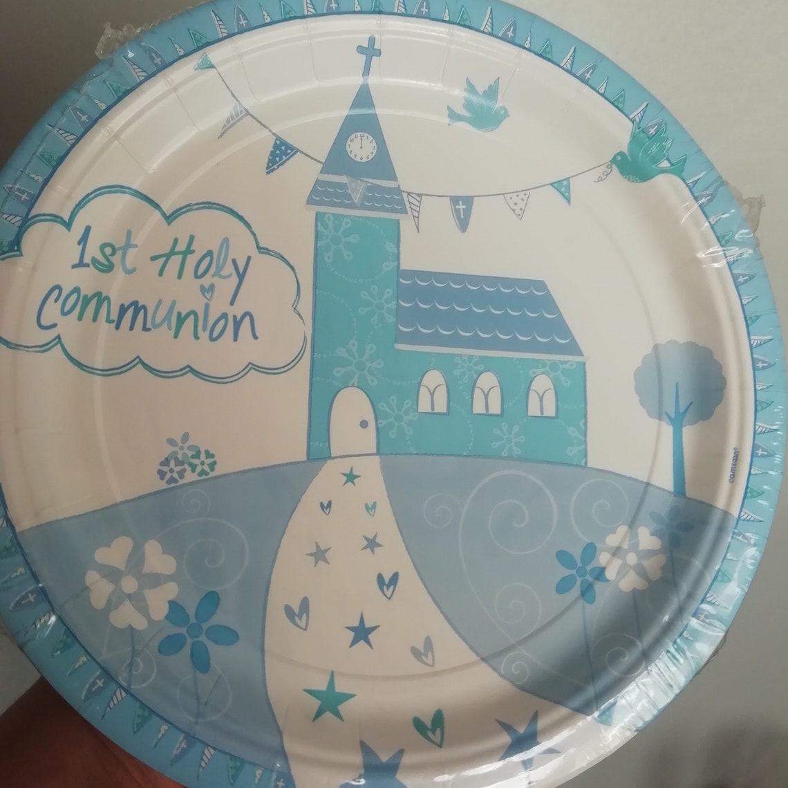 Paper communion plates and cups and napkins Etsy