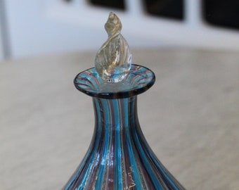 Zabytkowa butelka perfum Salviati z korkiem, około 1950 r. Murano, Włochy, styl Mid Century Modern