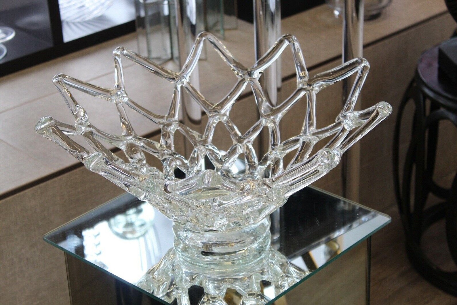 Hand Blown & Pulled Glass Lattice Bowl Italy Murano Mid Etsy