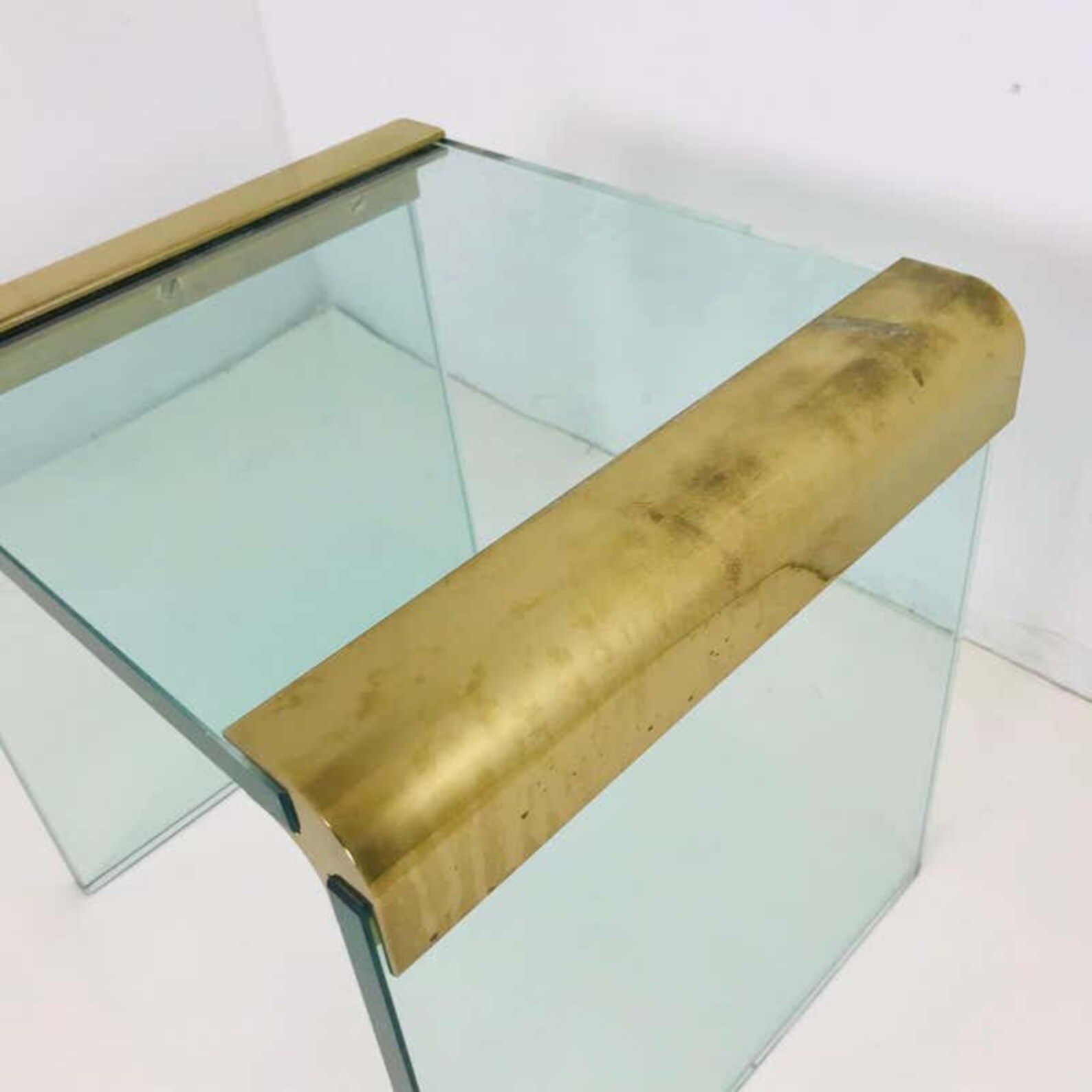 Brass and Glass Waterfall Side Table by Leon Rosen for Pace Etsy