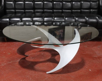Knut Hesterberg Propeller Coffee Table circa 1960's Aluminum & Glass Mid Century Modern Minimalist
