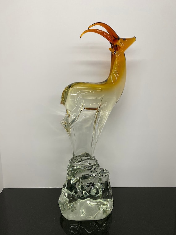 Salviati｜murano/ムラーノ｜ガラスオブジェクト｜青茶｜鳥｜ Salviati Murano Hand Formed Italian Glass Sculpture Red
