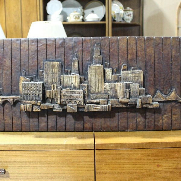 Vanguard Studios Varathane Cityscape Relief Sculpture 1960's Mid Century Modern