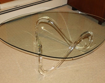 Shlomi Haziza "Infinity" Coffee Table Acrylic, Lucite & Glass Mid Century Post Modern 1980's