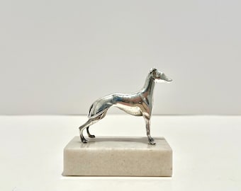 Samuel Kirk & Son Sterling Silver Greyhound / Whippet Miniature Sculpture on Marble Base – Solid 925 – Baltimore