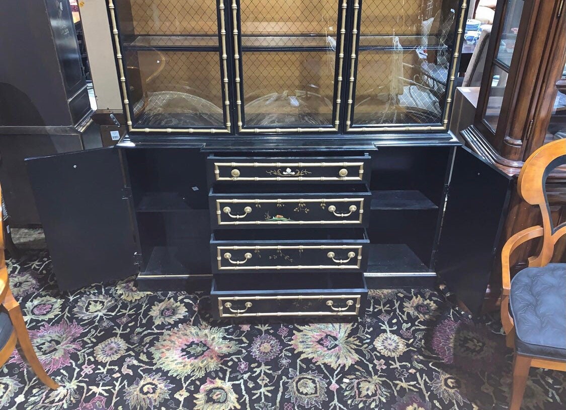 Jasper Chinoiserie China Cabinet With Desk - Etsy