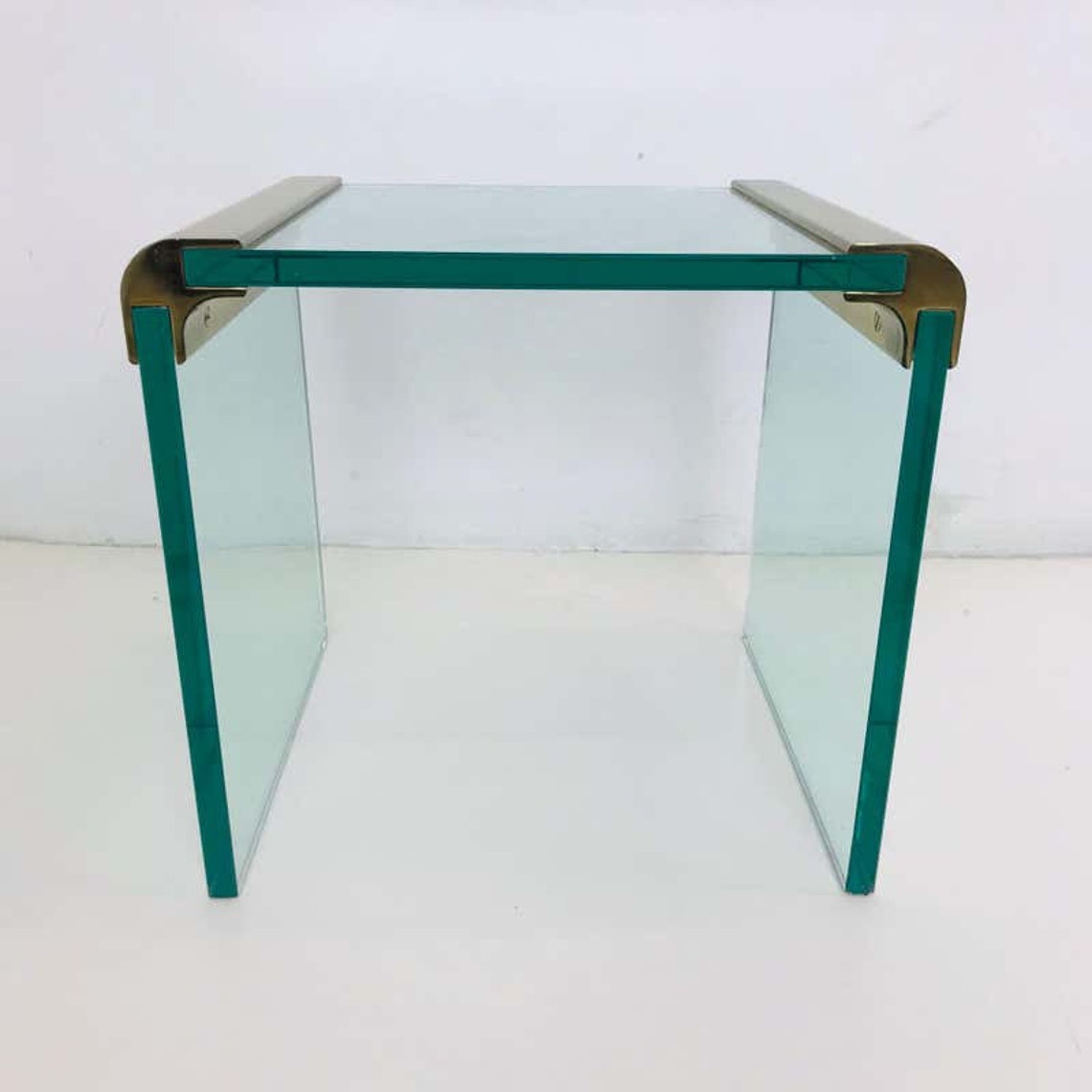 Brass and Glass Waterfall Side Table by Leon Rosen for Pace Etsy