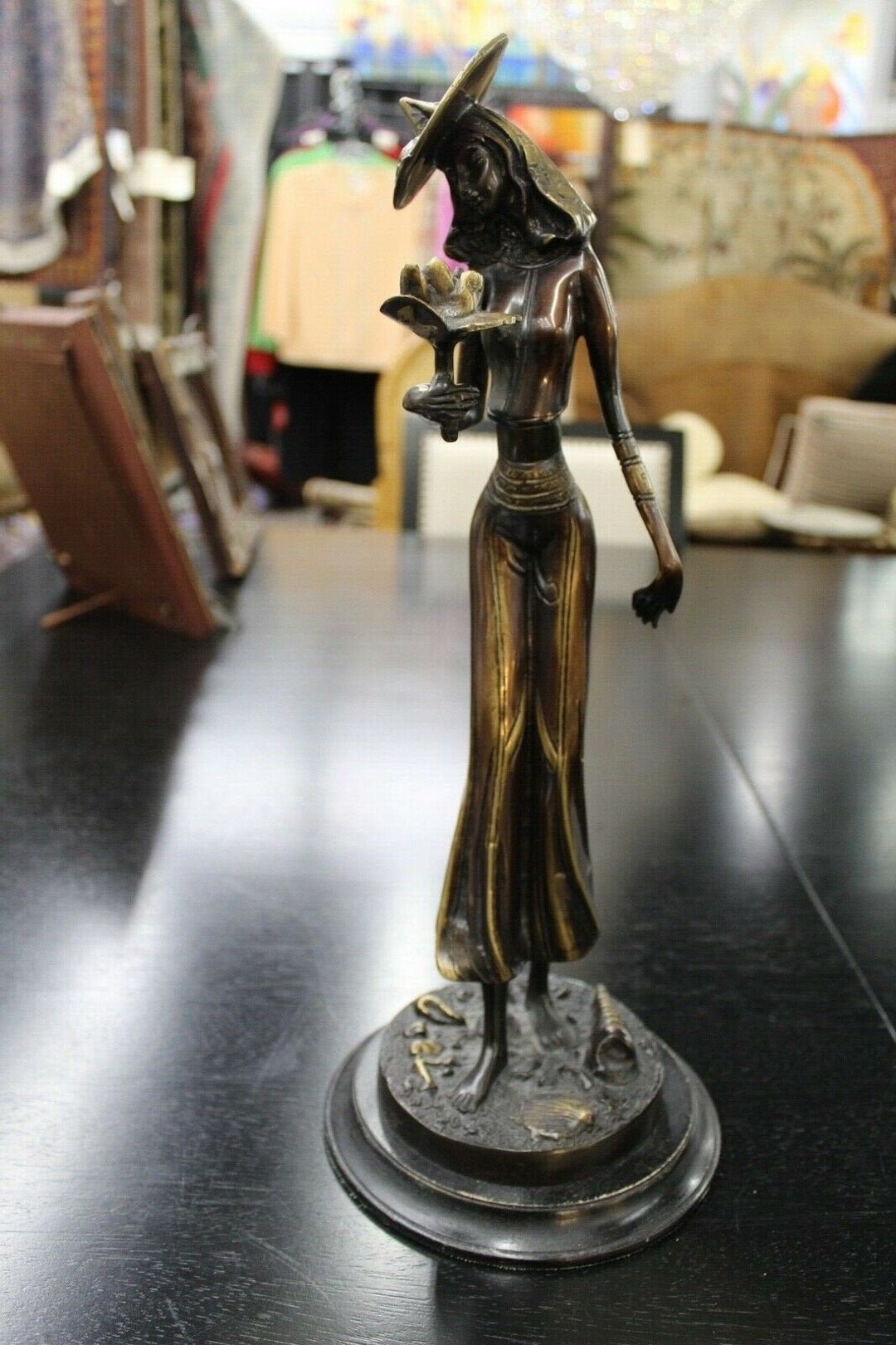 希少 Women of the Sun Vintage Bronze Sinuous Sculpture Woman With Flowers & Hat - Etsy