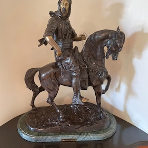 Antoine Louis Barye Escultura de bronce Hombre árabe a caballo