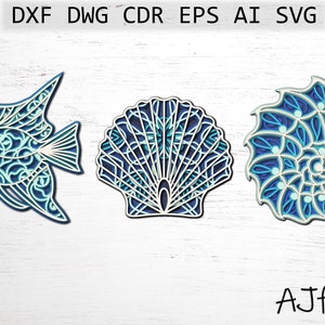 Sea Creatures Bundle svg, Sea Creatures svg Cricut file, Beach svg Files, Digital File Download, Cut Files for Cricut, Layered Mandala,Ocean