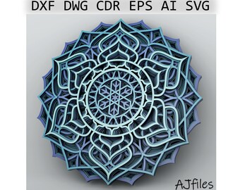 Layered Mandala svg, Laser Glowforge Files, svg Files For Cricut, Laser Cut File, diy, Cricut Downloads, Glowforge Laser Cut File svg