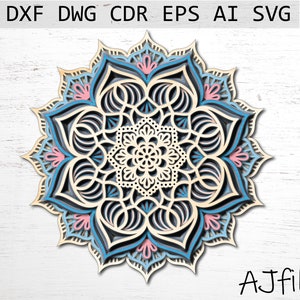 Mandala Digital File, dxf files for laser, SVG file, digital file download, mandala svg, multilayer laser file, cut files for cricut
