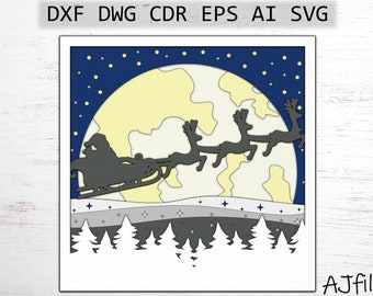 Christmas Santa Sleigh Layered Mandala SVG Laser Cut File