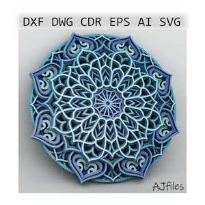 Mandala Files for Cricut, Layered Mandala Svg, 3d Mandala svg, Laser Cut File, DIY, Laser Glowforge Files, Glowforge Laser Cut File svg
