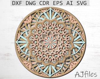Multilayer Mandala Laser Cut File: SVG, DXF, Cricut (Digital Download)