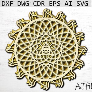 The Eye of Providence Layered Mandala svg, Mandala File, Laser Cut File, Digital File Download, Mandala svg files for cricut, all-seeing eye