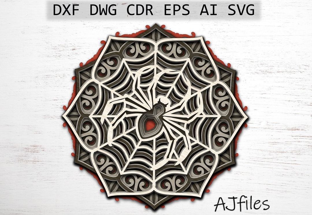 Spider Svg, Spider Web Svg, Digital File Download, Layered Mandala Svg