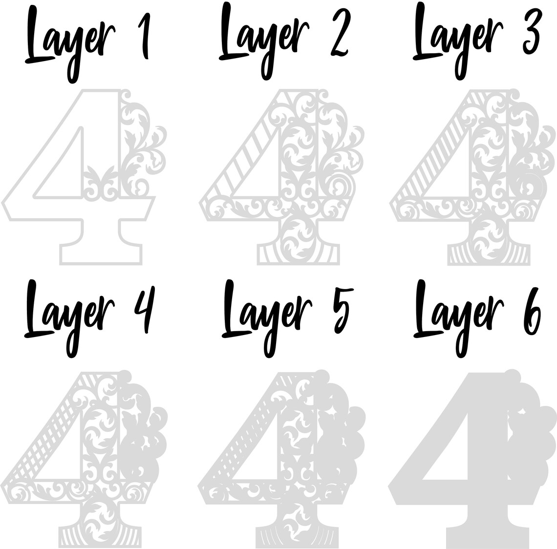 Download Layered Number 4 Laser Cut Mandala Number Numbers SVG for ...