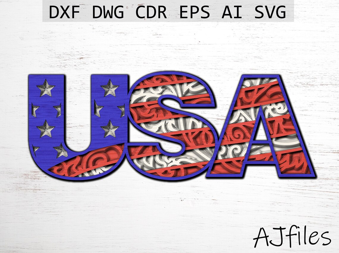 USA Flag Svg File Dxf Files for Laser American Flag Svg - Etsy