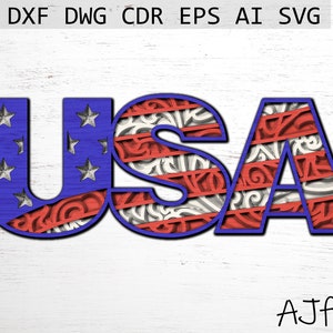 USA Flag svg File, dxf Files for Laser, American Flag svg, Layered USA Flag, Mandala svg, Multilayer Laser File, Cut Files for Cricut