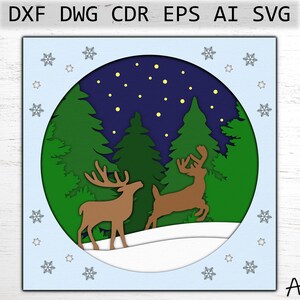 Christmas Deer SVG, Christmas SVG Laser Cut File, Merry Christmas Svg, Layered Mandala svg, Cut Files For Cricut, Layered Svg Cricut