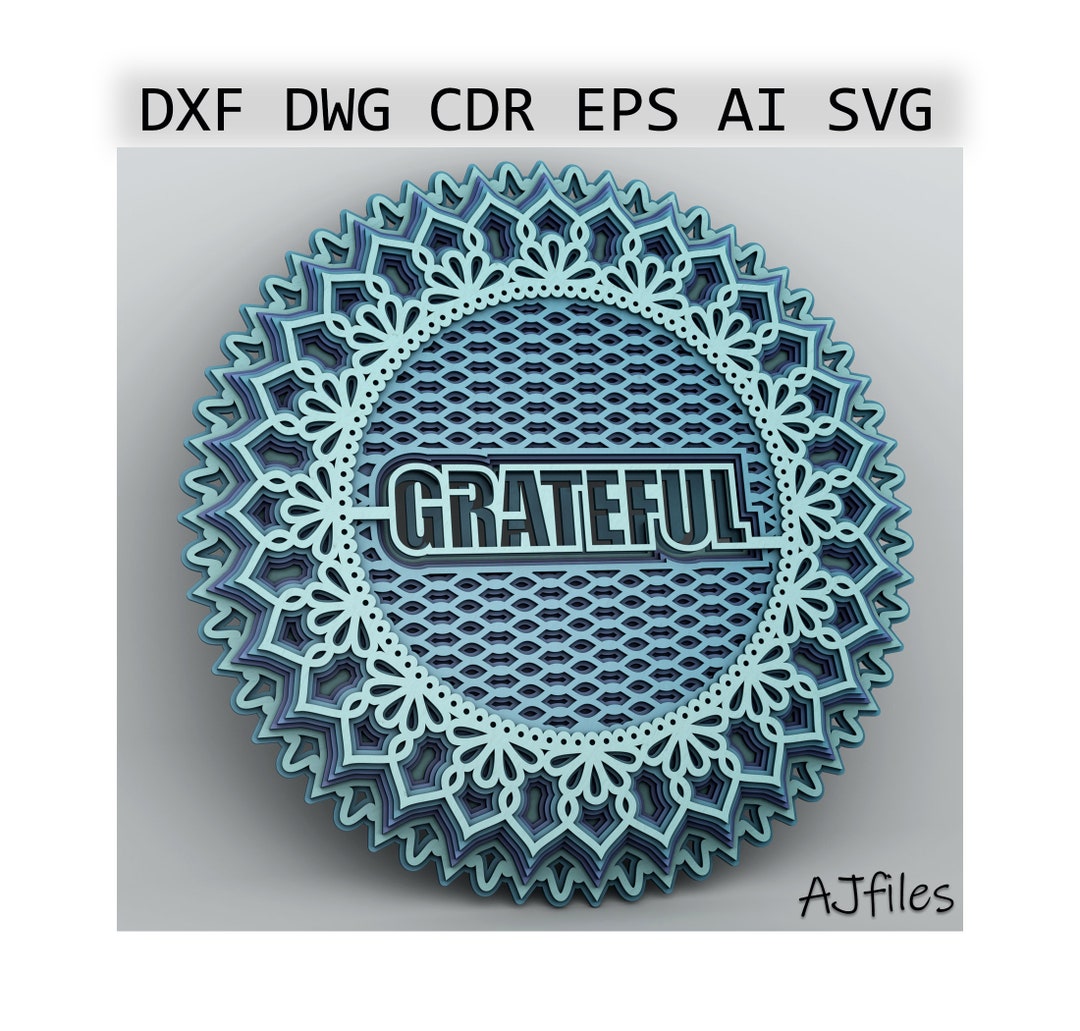 Grateful Mandala Digital File, Dxf Files, SVG File, Digital File ...