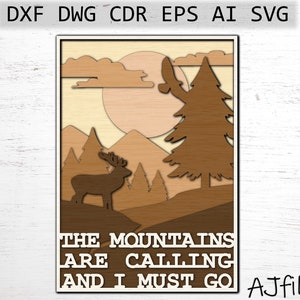 Le montagne sono calling e I Must Go svg, Mountains svg, Sunset svg, laser cut files, Layered Mandala svg, Glowforge Laser Cut File svg