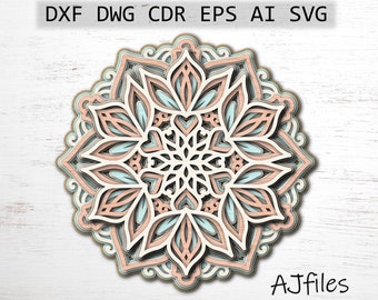 Layered Mandala SVG, Laser Cut File, 3D Mandala (Digital Download)
