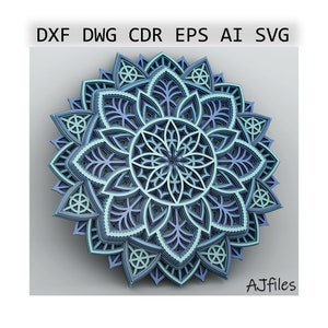 Mandala Files for Cricut, Layered Mandala Svg, 3d Mandala svg, Laser Cut File, DIY, Laser Glowforge Files, Glowforge Laser Cut File svg