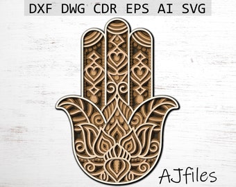 Layered Hamsa Mandala SVG Laser Cut File (Digital Download)