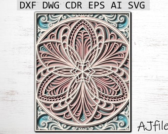 Mandala Digital File, laser cut file, digital file download, diy crafts, mandala svg, cut files for cricut, dxf files, multilayer laser file