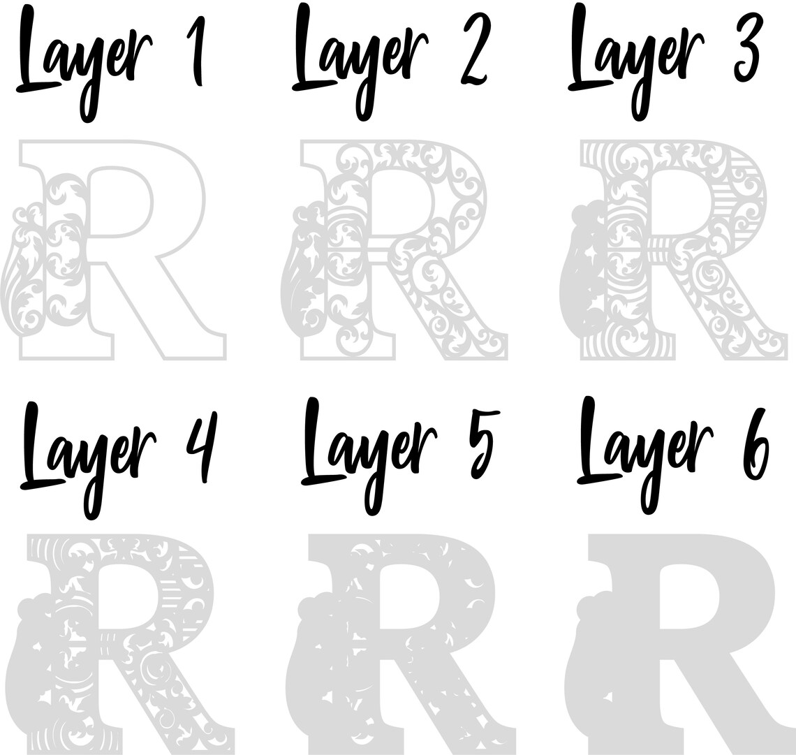 Letter R Laser Cut File: Multilayer Alphabet SVG (digital Download) - Etsy