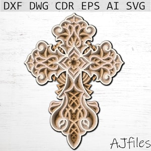 Cross Svg, Layered cross, Mandala File, Mandala svg, DXF Cross, Cricut files, Multilayer Cross, Cricut Cross Svg, Christian Cross SVG