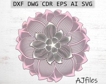 Layered Flower Mandala SVG: Laser Cut File for Glowforge, Cricut (Digital Download)