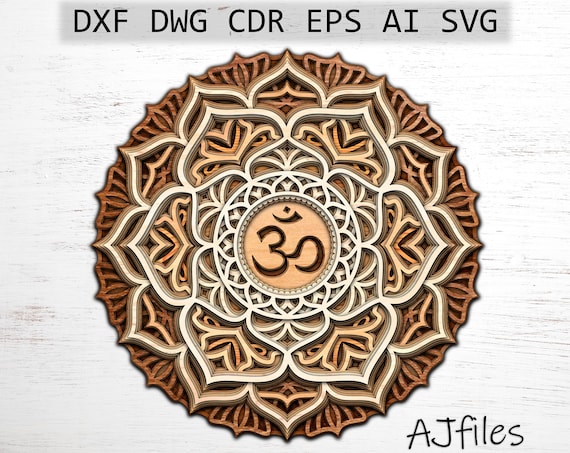 Download Layered Mandala Om Svg Aum Mandala Svg Laser Cut File Diy Etsy