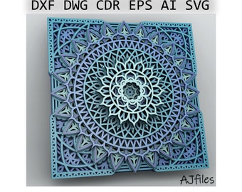 Multilayer Mandala Laser Cut File: SVG, DXF, Cricut (Digital Download)