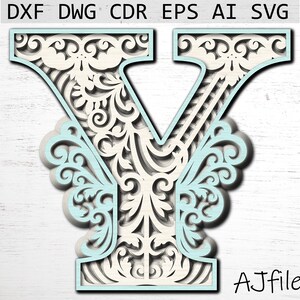 Layered Letter Y, Alphabet Letters svg, 3d Letters svg, DXF Alphabet Letter Y, Layered Mandala, Alphabet SVG for cricut, Layered Letters SVG