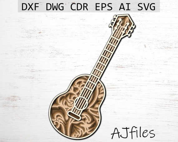 Download Layered Guitar Svg Laser Cut File Digital File Download Etsy