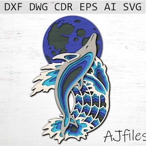 Layered Dolphin svg, laser cut file, layered mandala, 3d dolphin, svg files for cricut, mandala file svg, dolphin svg files for cricut