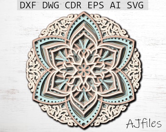 Multilayer Mandala Laser Cut File: SVG, DXF, Cricut (Digital Download)