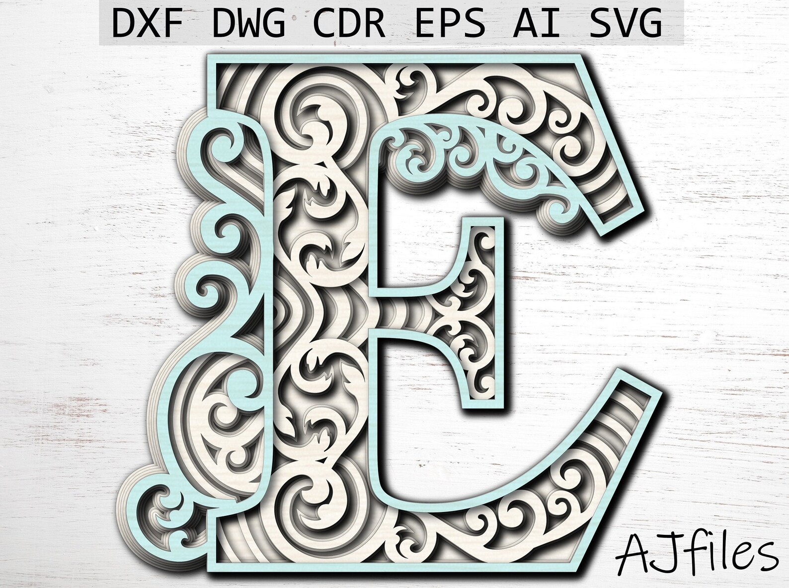 Letter E Laser Cut File: Multilayer Alphabet Initial (digital File) - Etsy