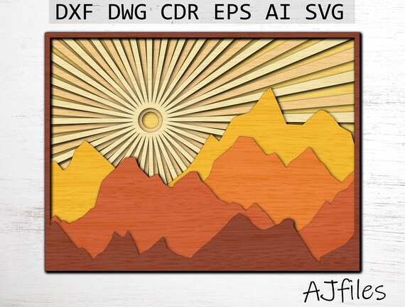 Download Sunset Svg Sunrise Svg Mountains Svg Laser Cut File Digital File Download Layered Mandala Svg Cut